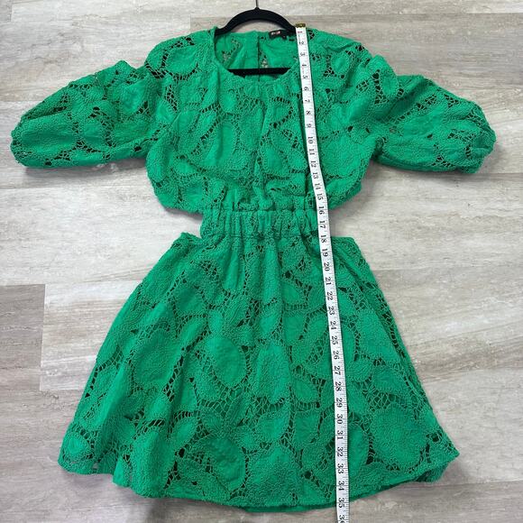 Maje Embroidered cotton mini dress in Green size FR 36/ US Small - Picture 12 of 13